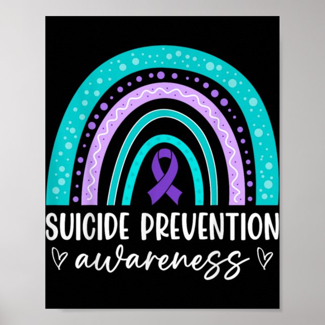 Rainbow Suicide Prevention Awareness Teal Amp Pu  Poster (Front)