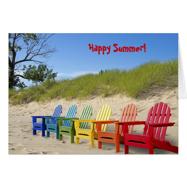 Rainbow Summer Beach Chairs Cards (Front Horizontal)