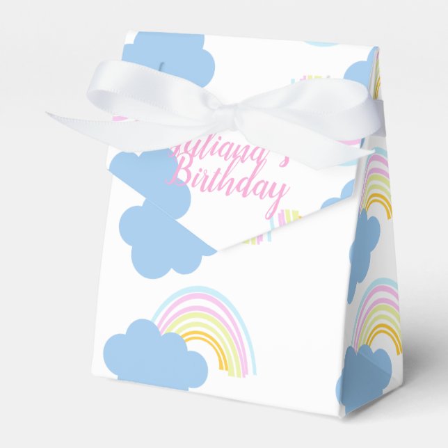 Rainbow Summer Clouds Pastel Scribble Doodle    Favor Boxes (Front Side)