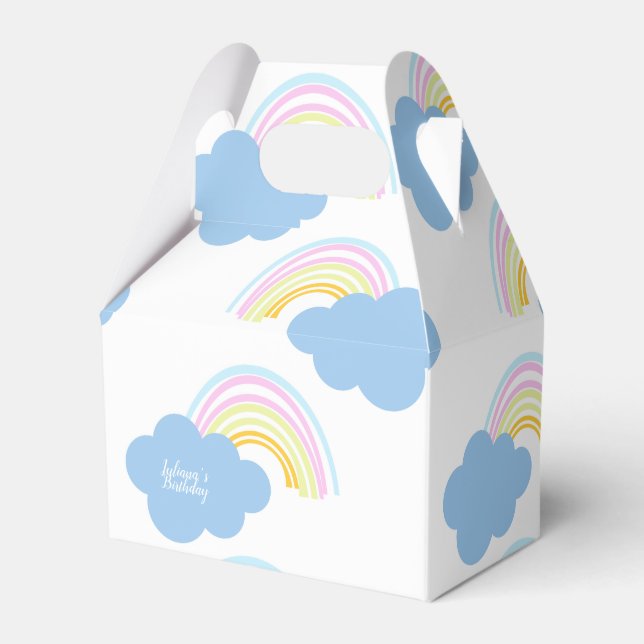 Rainbow Summer Clouds Pastel Scribble Doodle    Favor Boxes (Front Side)