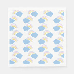 Rainbow Summer Clouds Pastel Scribble Doodle     Napkins
