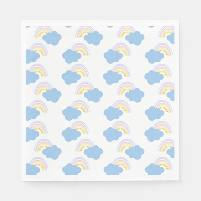 Rainbow Summer Clouds Pastel Scribble Doodle     Napkins (Front)
