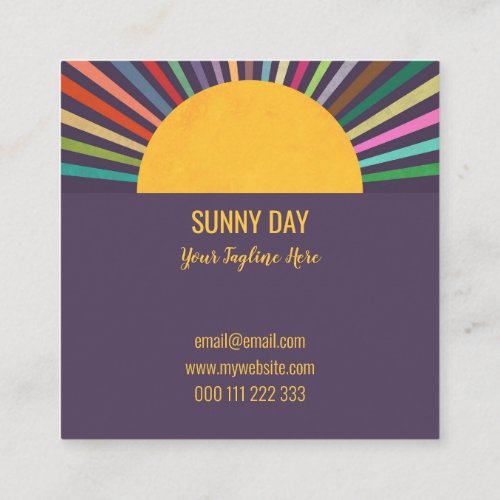 Rainbow Summer Sun Rays Professional Template Square Business Card