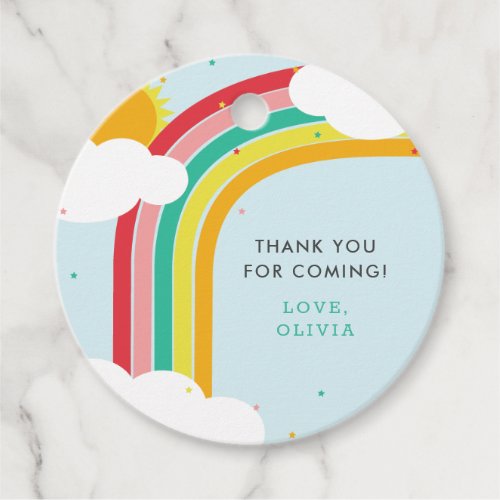 Rainbow Sun and Clouds Kids birthday party  Favor Tags