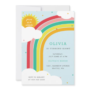 Rainbow, Sun and Clouds Kid's birthday party  Invitation