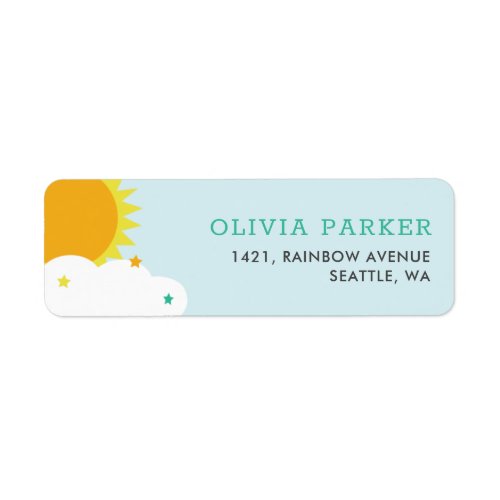 Rainbow Sun and Clouds Kids birthday party  Label