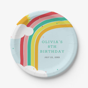 Rainbow, Sun and Clouds Kid's birthday party  Paper Plates