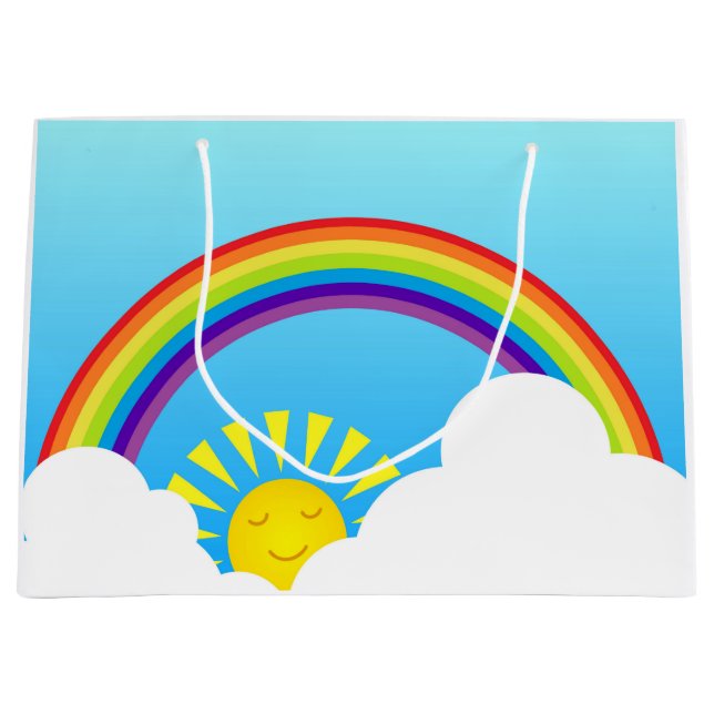 Rainbow sun and clouds large gift bag (Front)