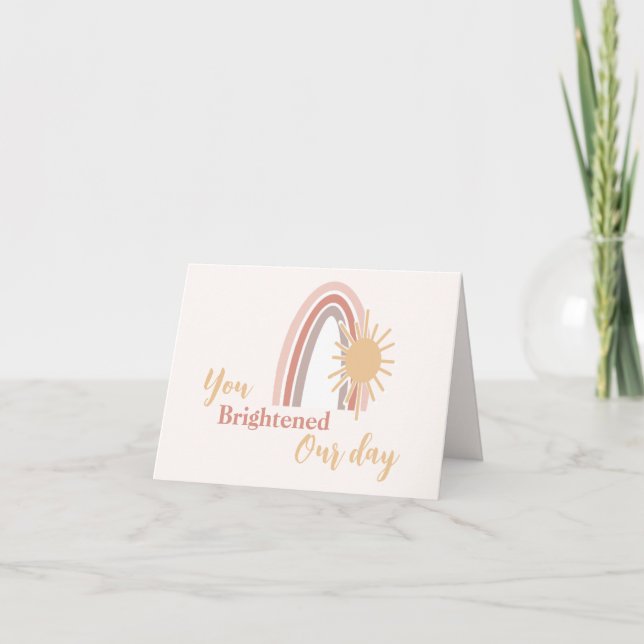 Rainbow Sun Boho Letterpress Thank You Card (Front)