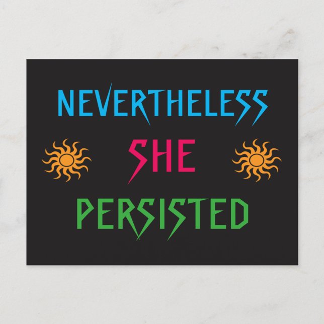 Rainbow Sun Nevertheless She Persisted Postcard (Front)