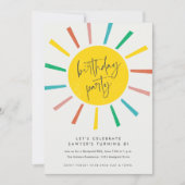Rainbow Sun Script Kids Birthday Party Invitation (Front)