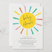 Rainbow Sun Script Modern Baby Shower Invitation (Front)