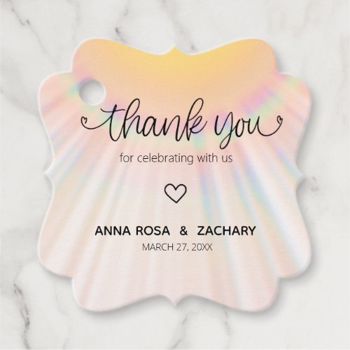  Rainbow Sunbeams Hearts Thank You Wedding Favor Tags