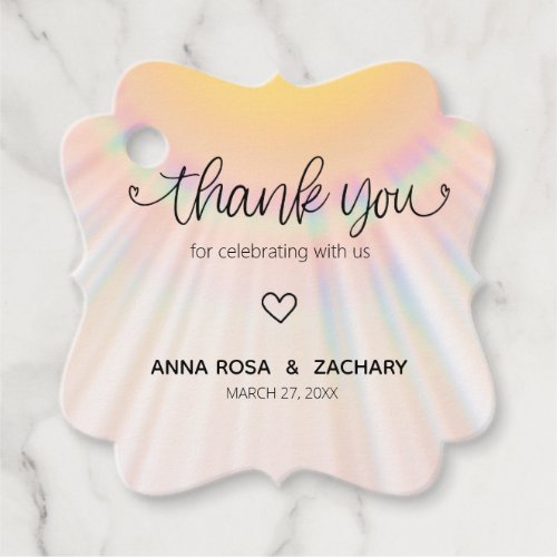*~* Rainbow Sunbeams Hearts Thank You Wedding Favor Tags