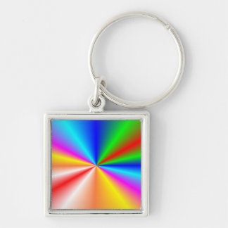 Rainbow "sunburst" background keychain