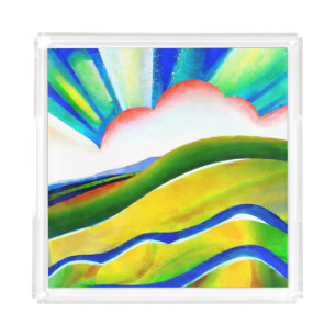 Rainbow Sunburst Landscape Acrylic Tray
