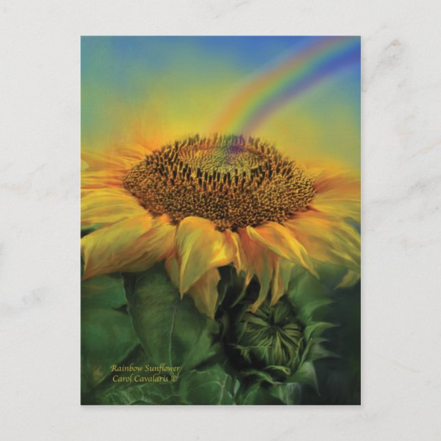 Rainbow Sunflower Art Postcard (Front)