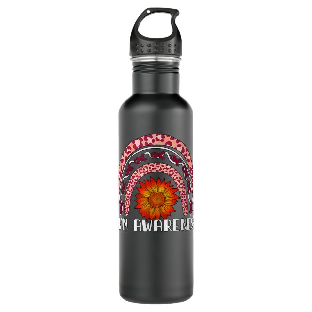 Rainbow Sunflower AVM Awareness  Stainless Steel Water Bottle (Front)
