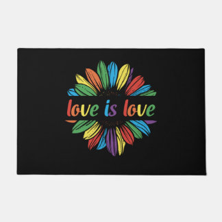 Rainbow Sunflower Love Is Love Doormat
