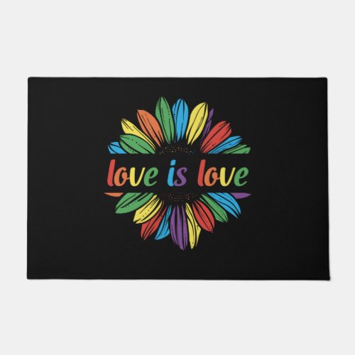 Rainbow Sunflower Love Is Love Doormat