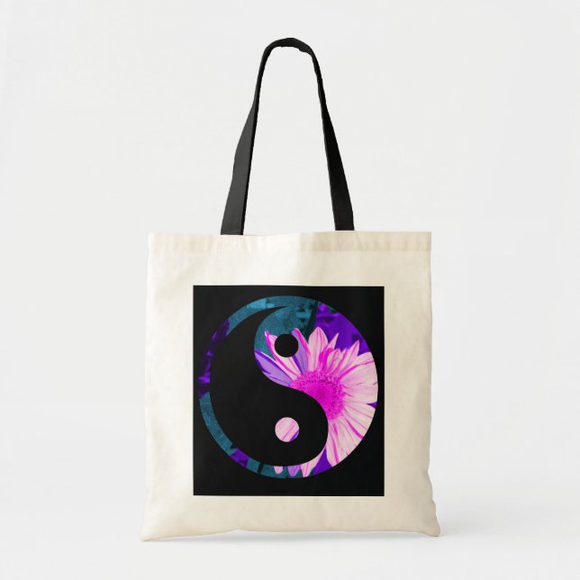 rainbow sunflower yin yang tote bag (Front)
