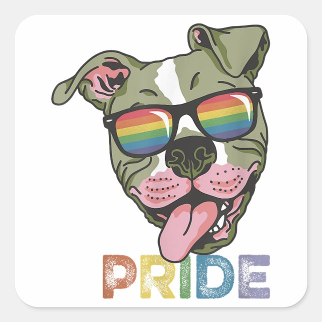 Rainbow Sunglasses Dog LGBT Gay Pride Flag  Copy Square Sticker (Front)