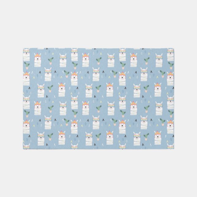 Rainbow Sunglasses Llama Pattern Rug (Front)