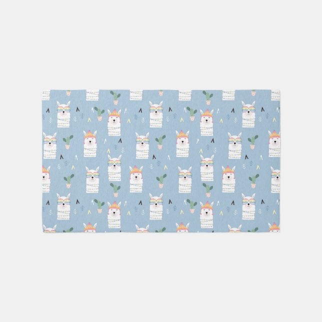 Rainbow Sunglasses Llama Pattern Rug (Front)