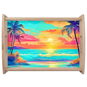 Rainbow Sunset Beach Serving Tray