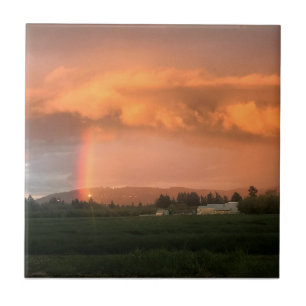 Rainbow Sunset Ceramic Tile