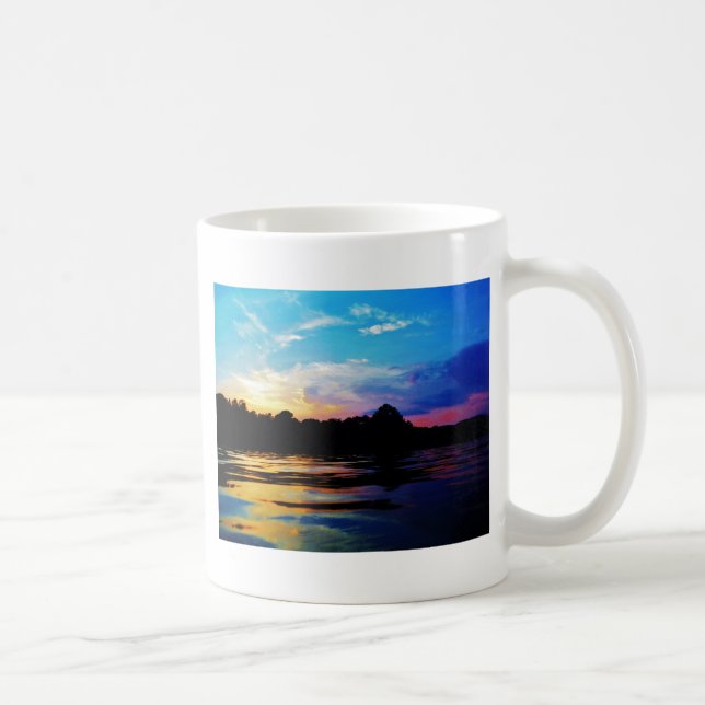 Rainbow sunset on mountain Lake Coffee Mug (Right)