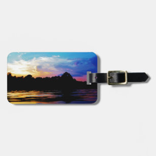 Rainbow sunset on mountain Lake Luggage Tag