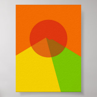 Rainbow Sunset Over Abstract Mountains Poster