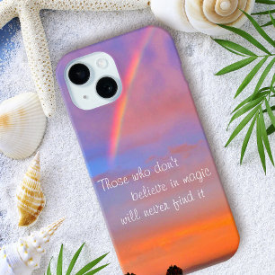 Rainbow Sunset Photo Believe in Magic Quote iPhone 15 Case