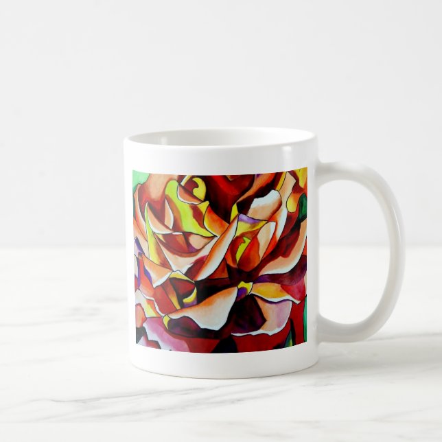 Rainbow Sunset Rose watercolor original art Coffee Mug (Right)