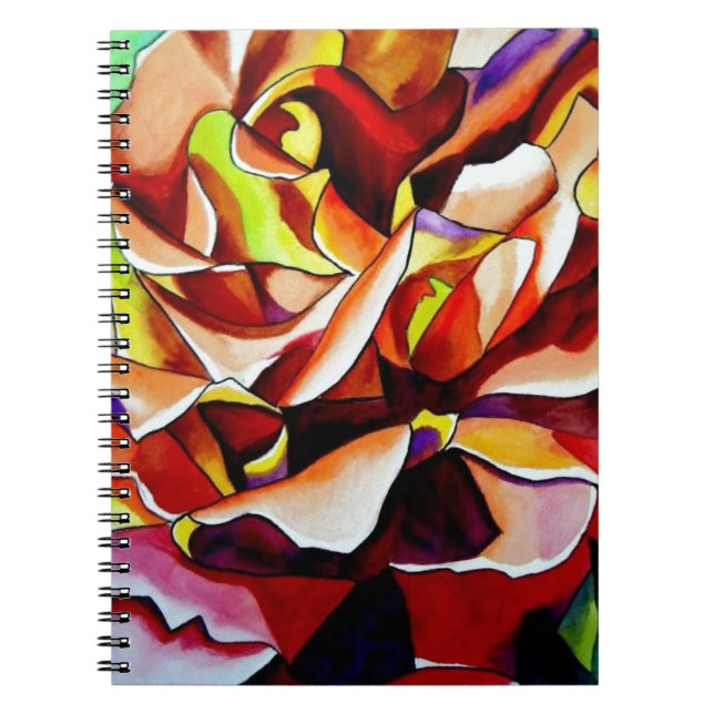 Rainbow Sunset Rose watercolor original art Notebook (Front)