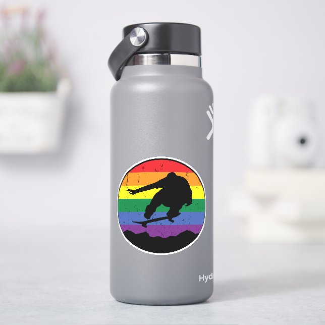 Rainbow Sunset Skateboard 4" Kiss Cut Vinyl Sticker (HydroFlask)