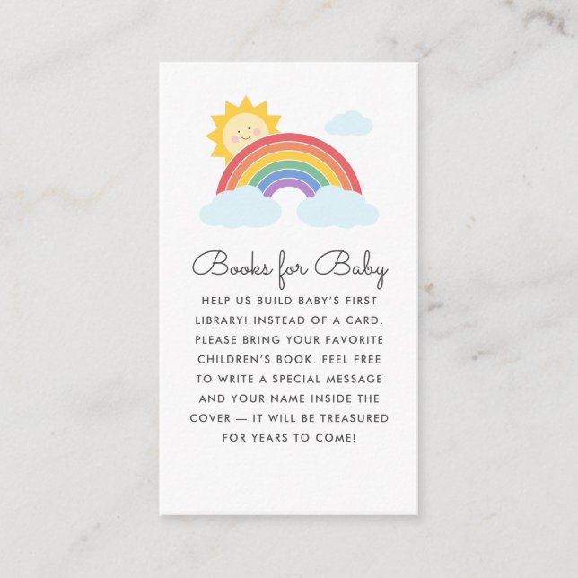 Rainbow Sunshine Baby Shower Book Request Enclosure Card (Front)