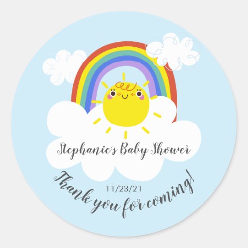 Rainbow Sunshine Baby Shower Favor Sticker