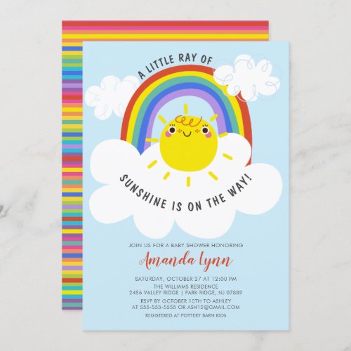 Rainbow Sunshine Baby Shower Invitation