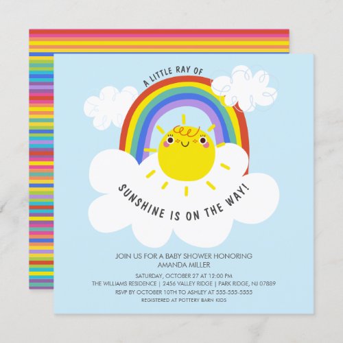 Rainbow Sunshine Baby Shower Invitation