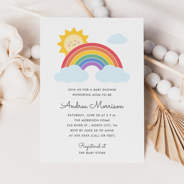 Rainbow Sunshine Baby Shower  Invitation (Creator Uploaded)