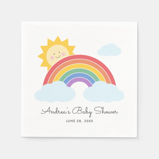 Rainbow Sunshine Baby Shower or Birthday  Napkins (Front)