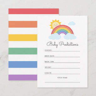 Rainbow Sunshine Baby Shower Predictions Enclosure Card