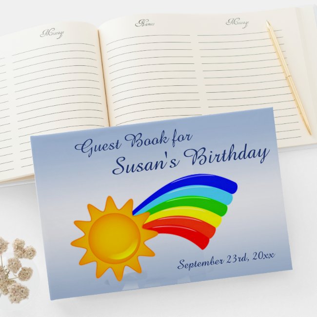 Rainbow Sunshine Birthday Guest Book