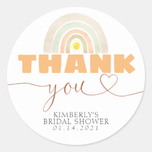 Rainbow Sunshine Boho Baby Shower Thank You Classic Round Sticker