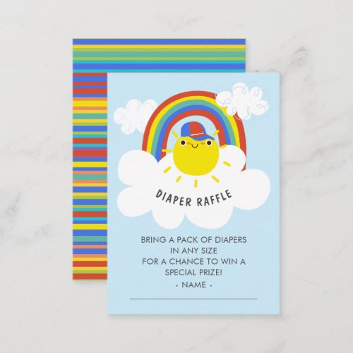 Rainbow Sunshine Boys Baby Shower Diaper Raffle Enclosure Card