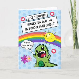 Rainbow Sunshine Bright School Year Teacher Letterpress Thank You Card
