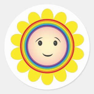 Rainbow sunshine classic round sticker
