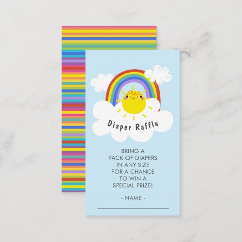 Rainbow Sunshine Diaper Raffle Ticket Enclosure Card